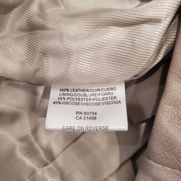 BCBGMaxAzria Leather Short Sleeve Taupe Jacket - Picture 5 of 7